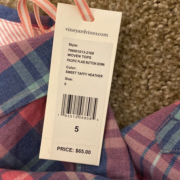 BNWT Vineyard Vines Girls Flannel, size 5 - Picture 4 of 4